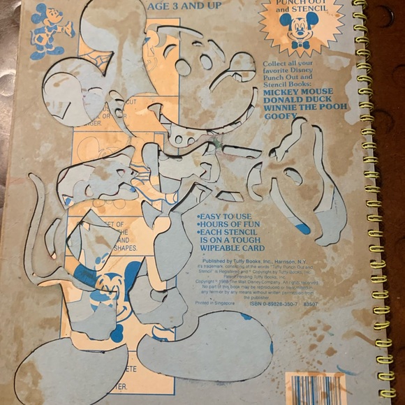 Walt Disney's Mickey Mouse Punch Out Stencil Spiral Books 1988 VTGWalt - Picture 8 of 10